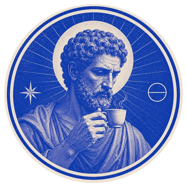 The Dial roundel: a philosopher taking the first sip